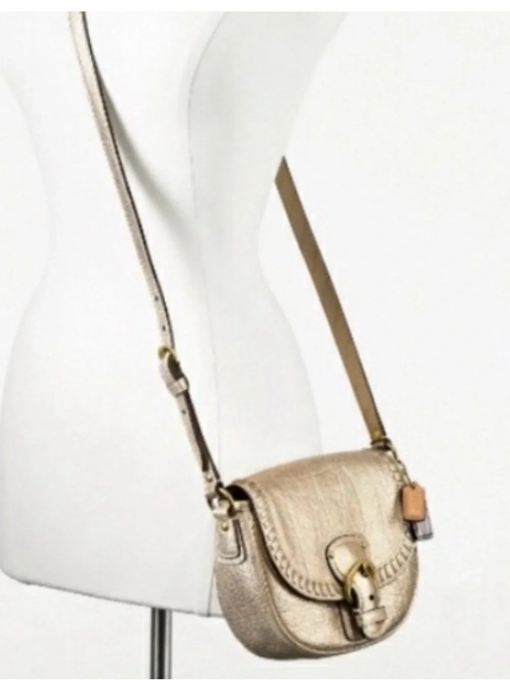 💛 COACH POPPY METALLIC LEATHER WHIPSTITCH CROSSBODY BAG!